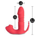12 Speed Remote Control Silicone Thrusting Vibrator with Sucking Function - Red