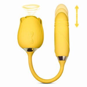 10 Speed Clitoral Sucking Rose with Thrusting Vibrator - Yellow