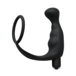 Silicone Anal Plug Vibrator with Ring - Black