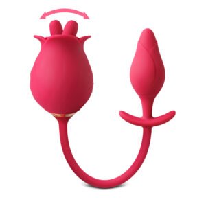 Silicone Clitoral Rose Stimulator with Vibrating Anal Plug