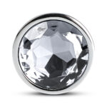 Silver Anal Plug with Clear Diamond - L