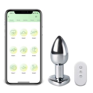 10 Speed Metal Vibrating Anal Plug with APP Control and Light-up Magic Colors