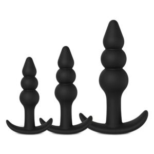 3pcs Silicone Beaded Butt Plug Set
