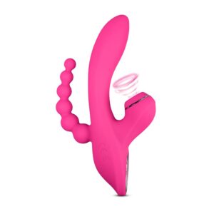 7 Speed Silicone Vibrator with Clitoral Sucking Function & Anal Beads