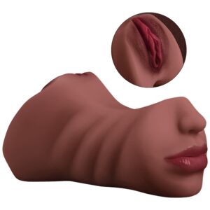 TPE Realistic Masturbator with Nose & Mouth - Brown