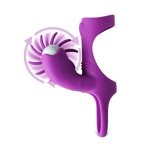 Vibrating & Tongue-Licking Double Cock Rings