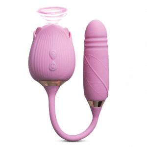 10 Speed Clitoral Sucking Rose with Thrusting Vibrator - Pink