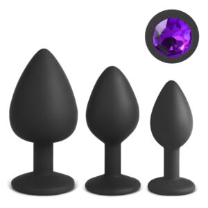 Silicone Butt Plug with Purple Diamond Set