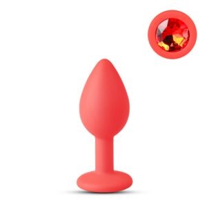 Red Silicone Anal Plug with Red Diamond