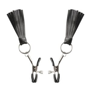 Nipple Clamps with Leather Cluster