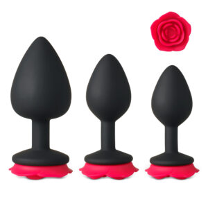 3pcs Butt Plug Set with Rose Base