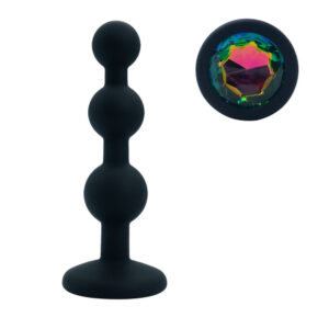 Beaded Anal Plug with Rainbow Crystal Gem Base