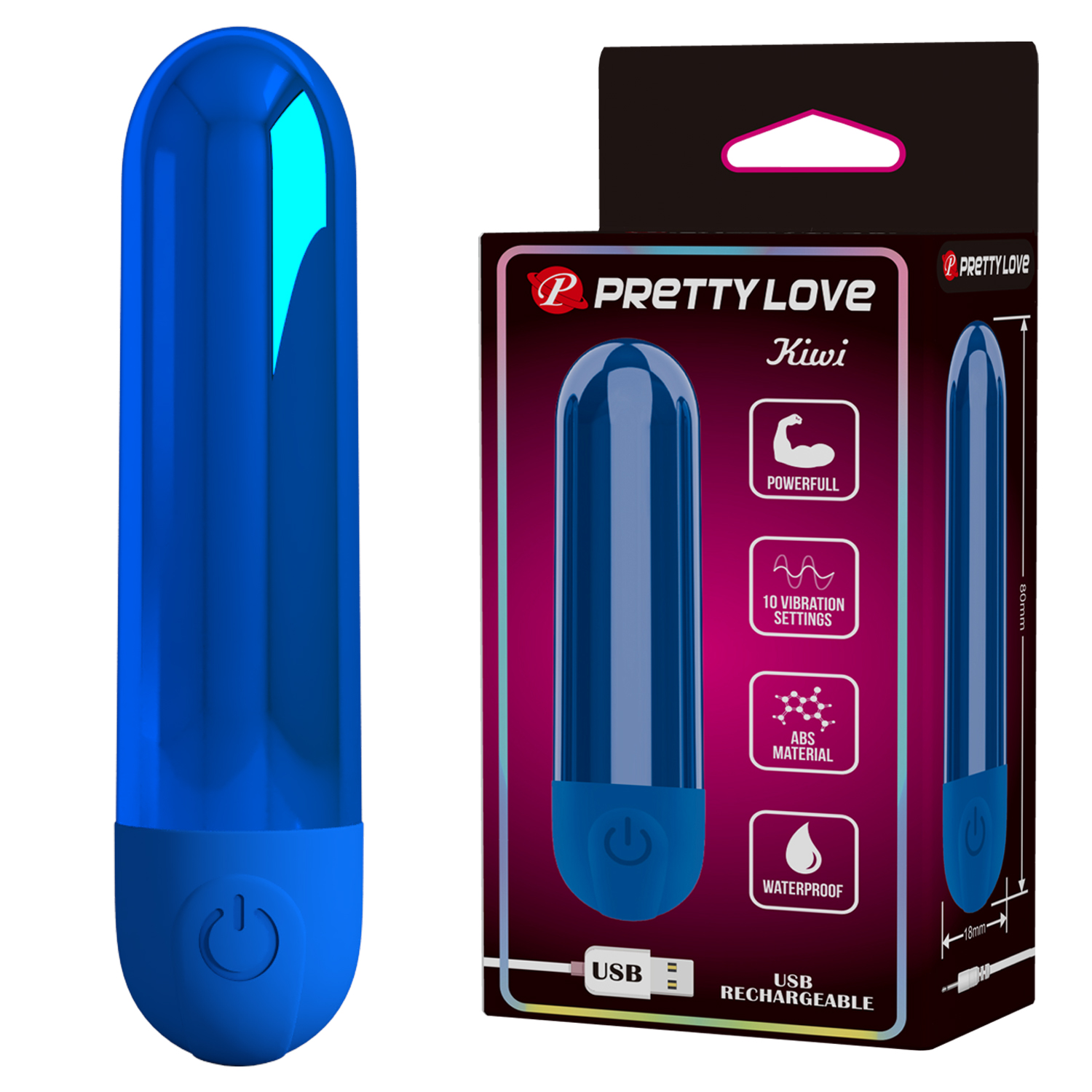 PRETTYLOVE - 10 Vibrations Recharging Bullet - Blue