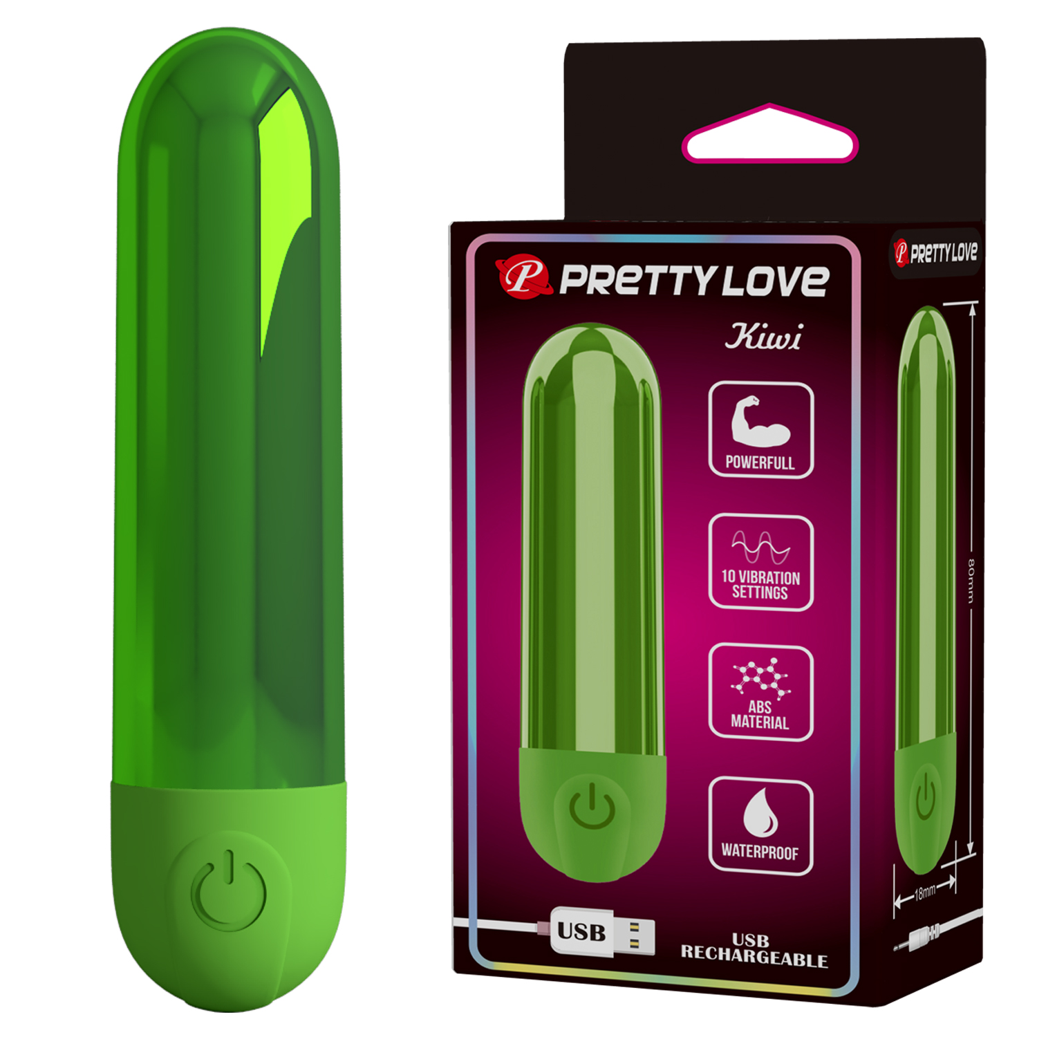 PRETTYLOVE - 10 Vibrations Recharging Bullet - Green