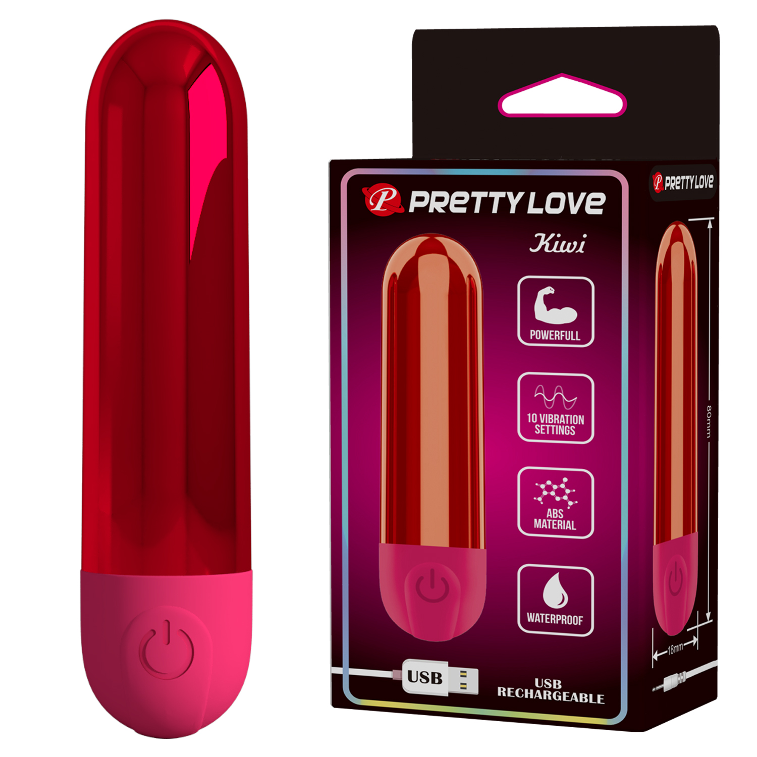 PRETTYLOVE - 10 Vibrations Recharging Bullet - Red